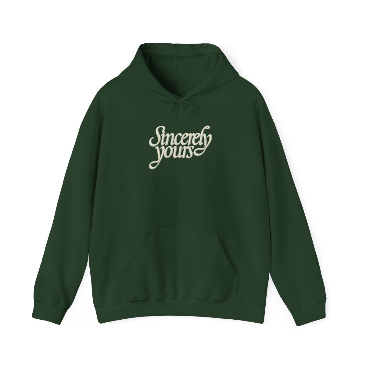 A light green hoodie with a kangaroo pocket and a drawstring hood. The phrase "Sincerely yours" is in a cursive font across the chest. The hoodie is made of a soft material - alternate angle 5, merchandise