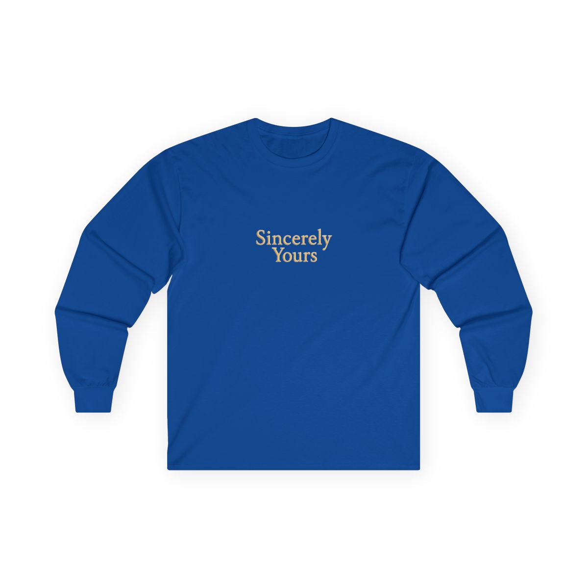 A pale yellow hoodie with the text "Sincerely Yours" across the chest. The hoodie has a hood and long sleeves. A small patch is visible on the left sleeve - alternate angle 5, merchandise