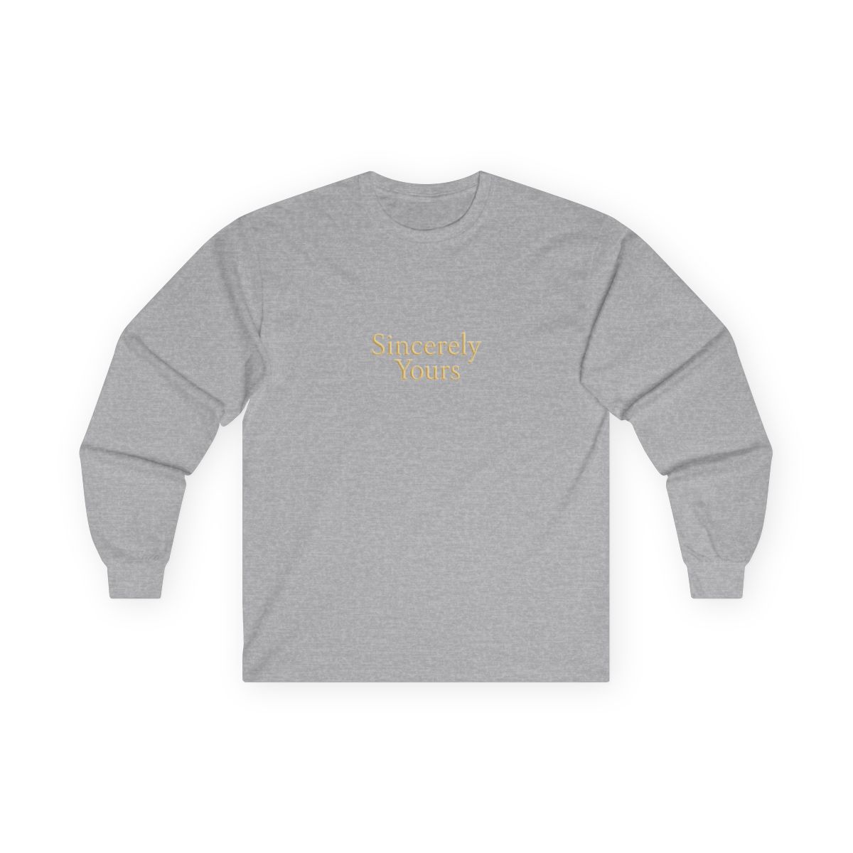 A pale yellow hoodie with the text "Sincerely Yours" across the chest. The hoodie has a hood and long sleeves. A small patch is visible on the left sleeve - alternate angle 3, merchandise