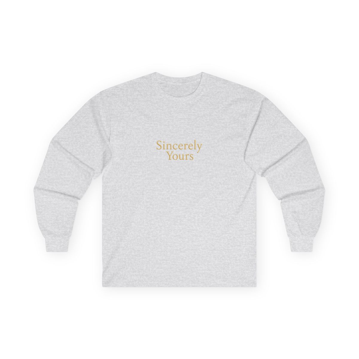 A pale yellow hoodie with the text "Sincerely Yours" across the chest. The hoodie has a hood and long sleeves. A small patch is visible on the left sleeve - alternate angle 2, merchandise