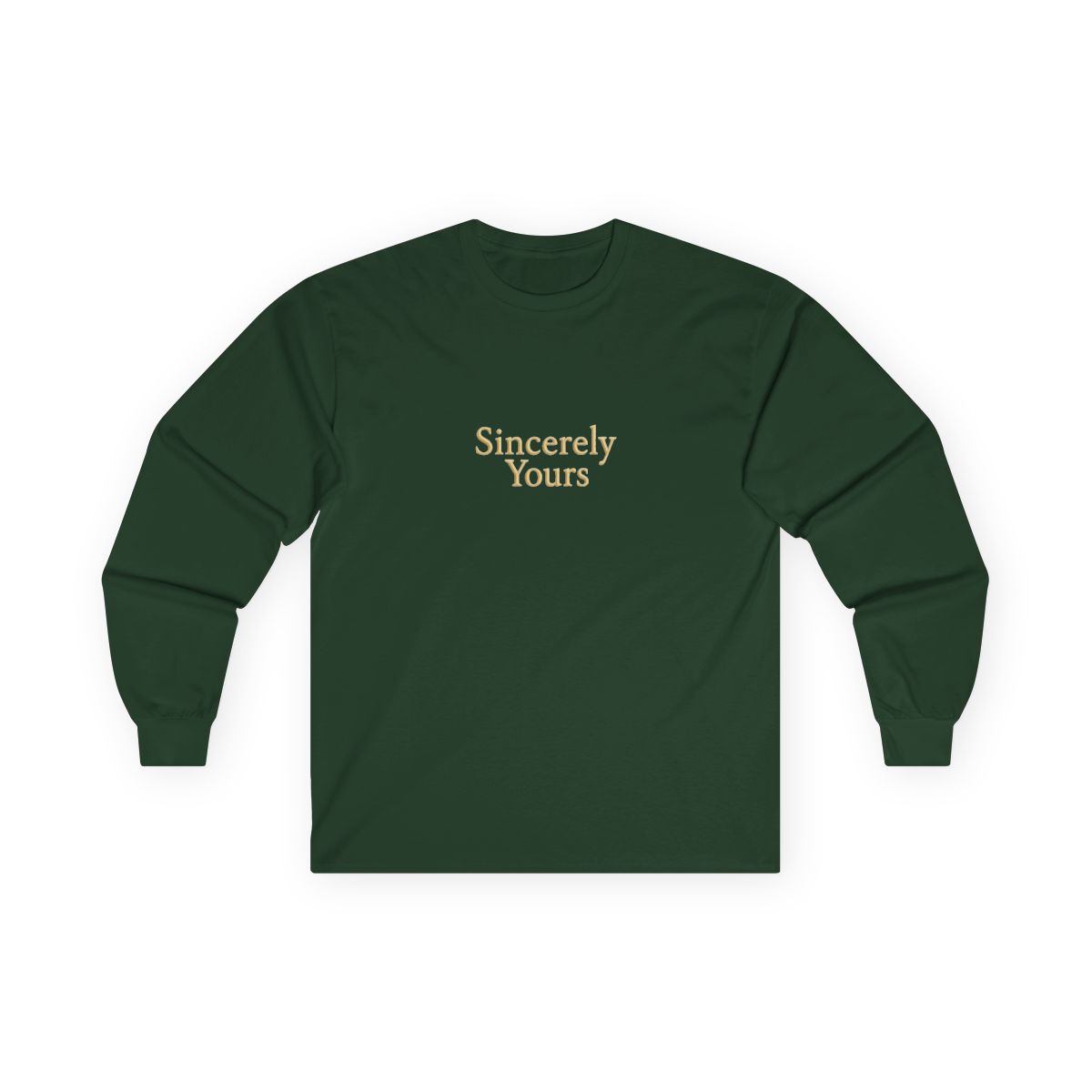 A pale yellow hoodie with the text "Sincerely Yours" across the chest. The hoodie has a hood and long sleeves. A small patch is visible on the left sleeve - alternate angle 4, merchandise