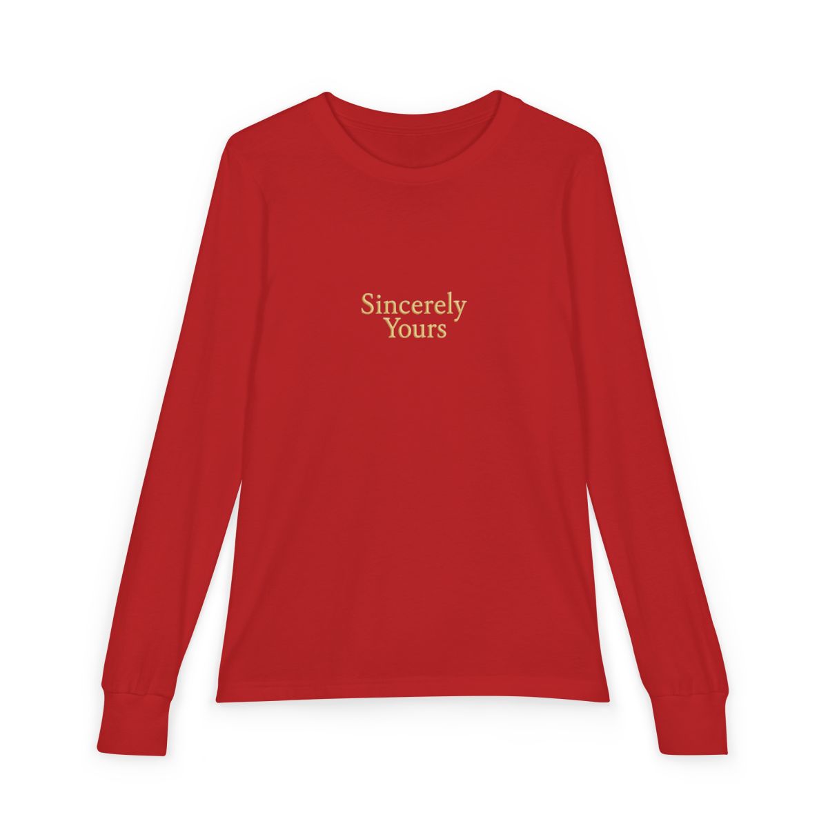 A pale yellow hoodie with the text "Sincerely Yours" across the chest. The hoodie has a hood and long sleeves. A small patch is visible on the left sleeve (Kids) - alternate angle 2, merchandise